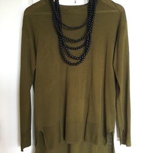 H&M sheer green hi-low sweater tunic top XS